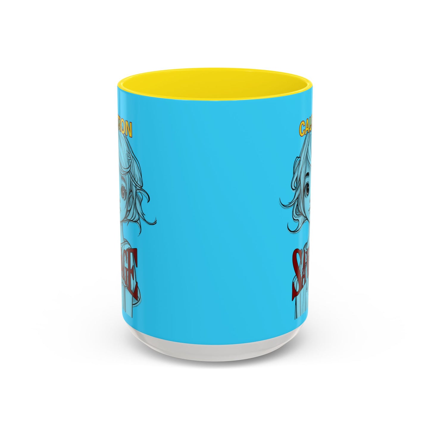 Caution, Savage Light Blue Accent Mug by cypherpunkgear.com