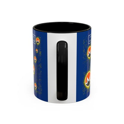 Monero (XMR) don't assume your freedoms are assured Blue Accent Mug by cypherpunkgear.com