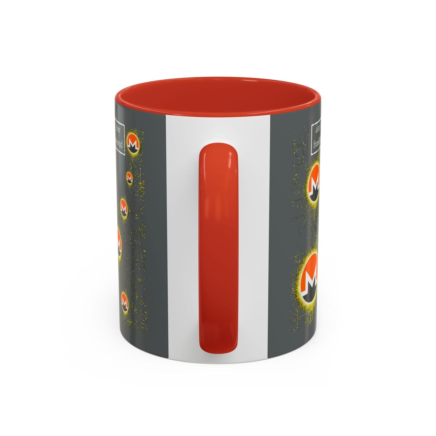 Monero (XMR) don't assume your freedoms are assured Grey Accent Mug by cypherpunkgear.com