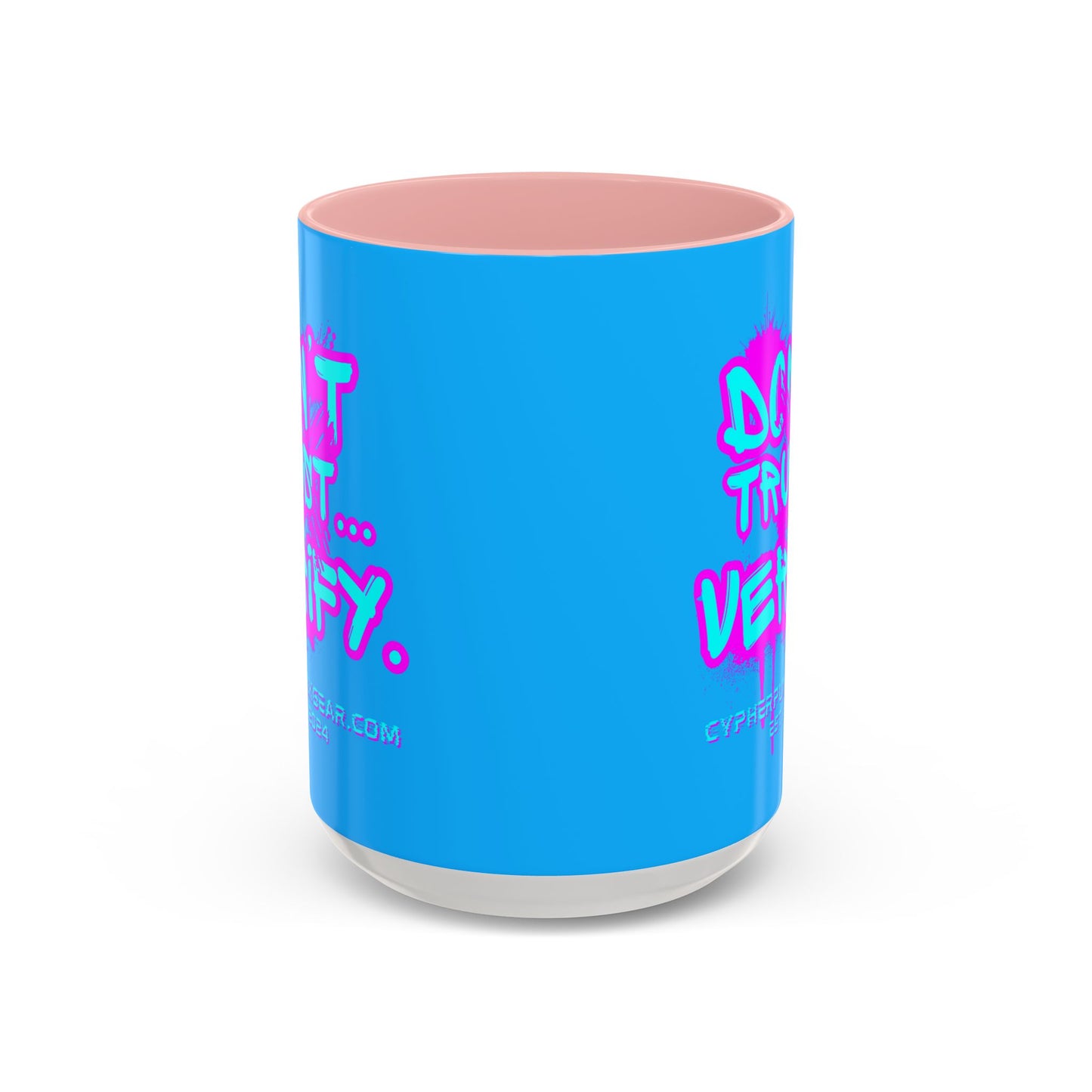 Don't Trust...Verify. Light Blue Accent Mug by cypherpunkgear.com