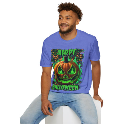 Happy Halloween Green Jack Unisex T-Shirt by cypherpunkgear