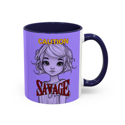 Caution, Savage Light Purple Accent Mug by cypherpunkgear.com