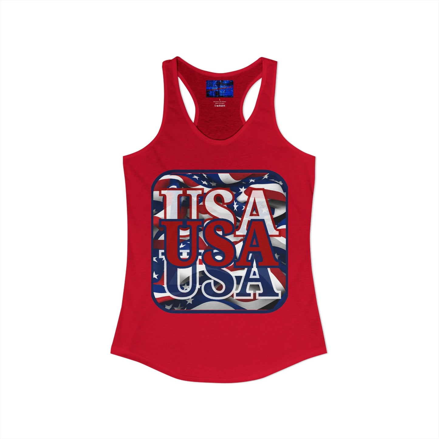 ¡EE.UU! ¡EE.UU! ¡EE.UU! ¡Patriota por cypherpunkgear! Camiseta sin mangas ideal con espalda cruzada para mujer