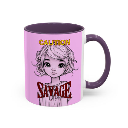 Caution, Savage Pink Accent Mug by cypherpunkgear.com