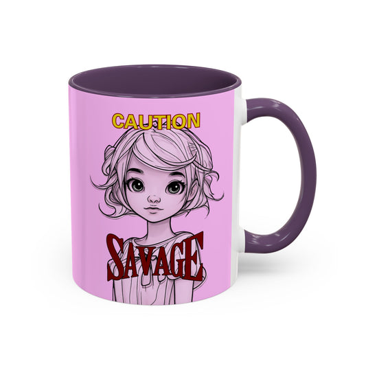 Caution, Savage Pink Accent Mug by cypherpunkgear.com