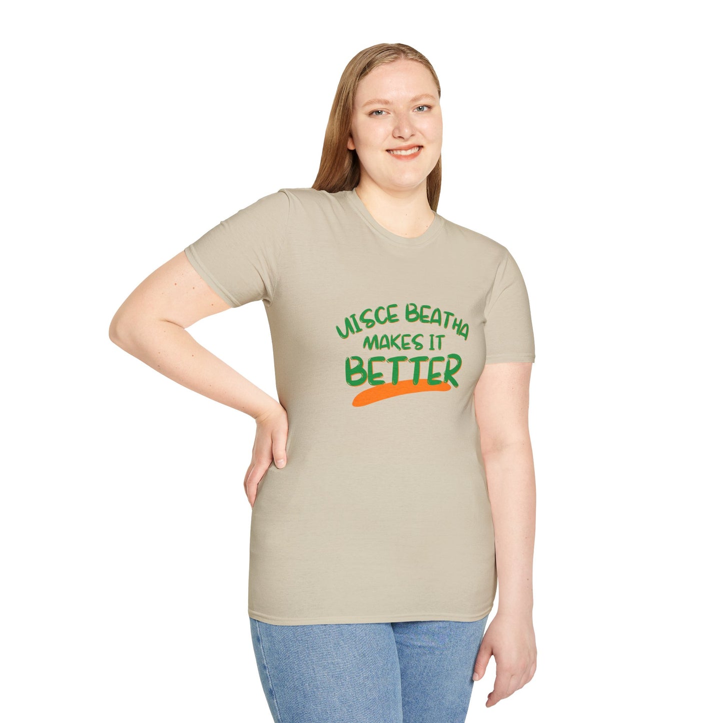 Uisce Beatha makes it better GNfont LTcolors Unisex T-Shirt by cypherpunkgear.com
