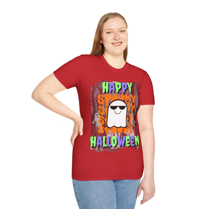 Spooky Happy Halloween Ghost Light colors Mixed font Unisex T-Shirt by CreepyCrafts.boo