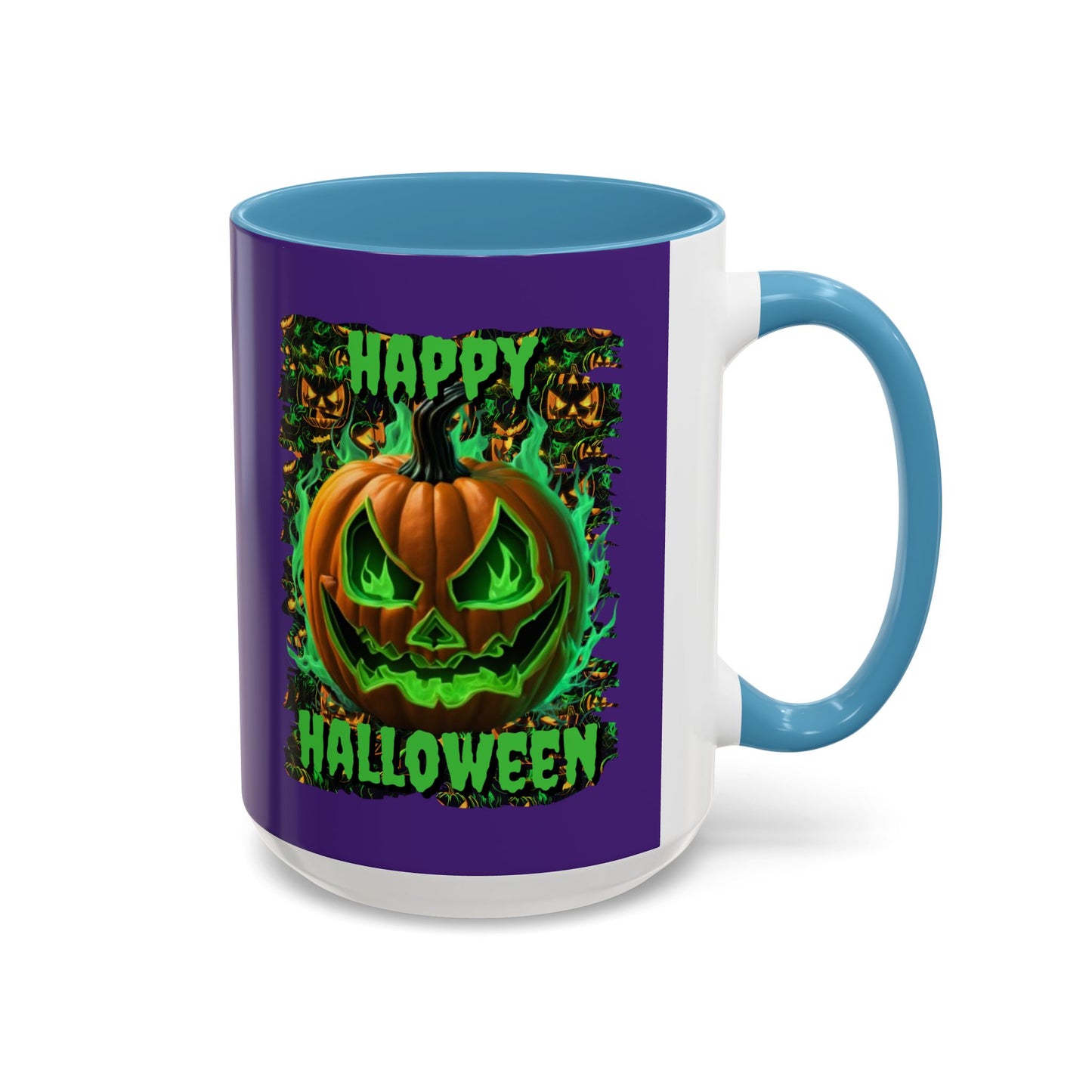 Happy Halloween Green Jack Purple Accent Mug by CreepyCrafts.boo