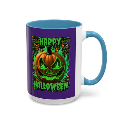 Happy Halloween Green Jack Purple Accent Mug by CreepyCrafts.boo