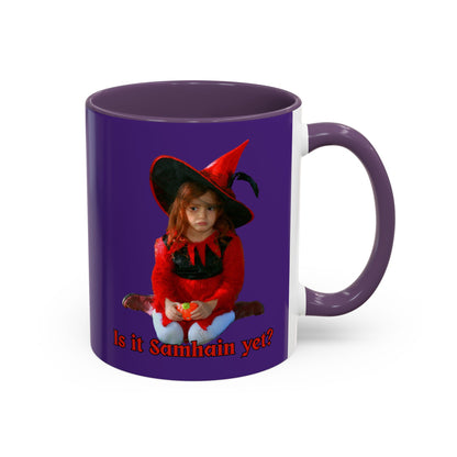 Is it Samhain yet? Dark Purple Accent Mug by CreepyCrafts.boo