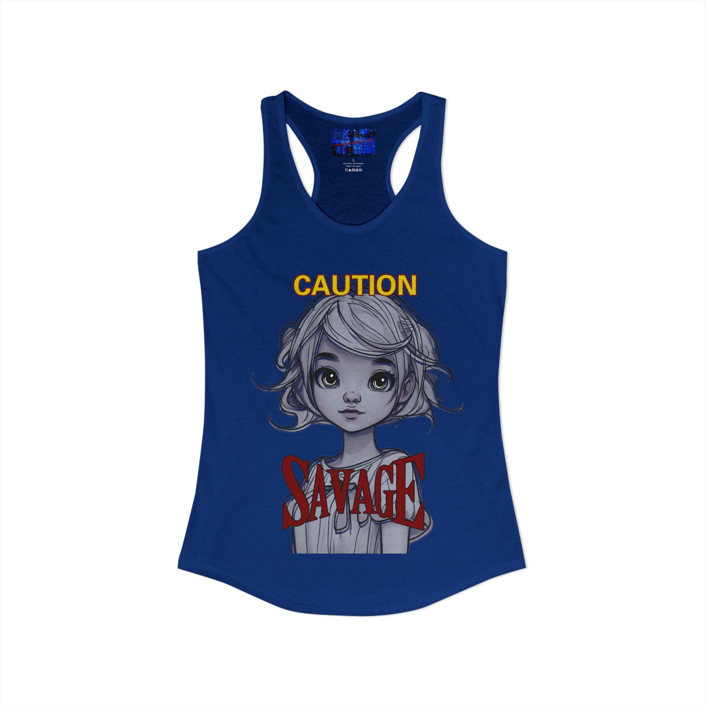 Caution, Savage Women's Racerback Tank Top by cypherpunkgear.com
