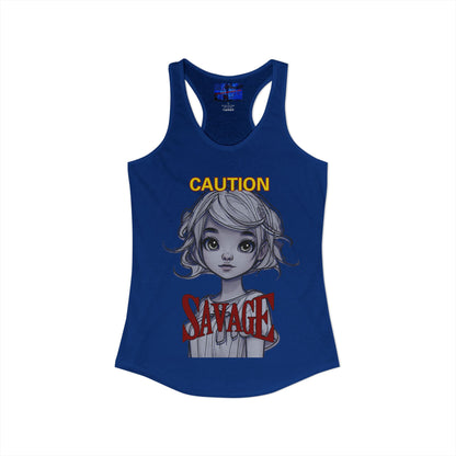 Caution, Savage Women's Racerback Tank Top by cypherpunkgear.com