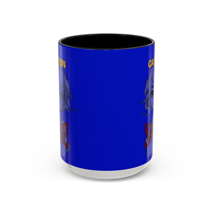 Caution, Savage Dark Blue Accent Mug by cypherpunkgear.com