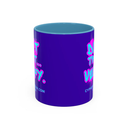 Don't Trust...Verify. Dark Purple Accent Mug by cypherpunkgear.com