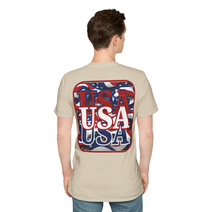 2-sided Red WHITE and Blue USA Patriot Light colors Unisex T-Shirt by cypherpunkgear.com