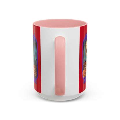 Blessed Samhain Cute Witch Purple font Red Accent Mug by CreepyCrafts.boo