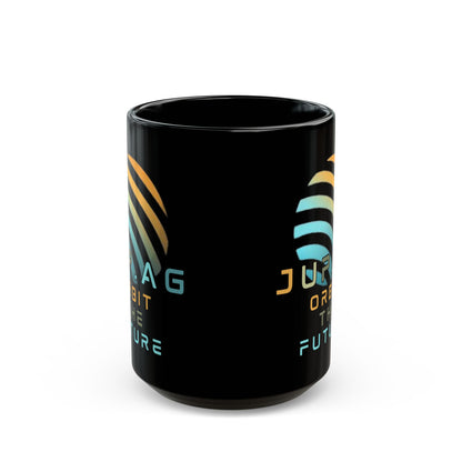 Jupiter (JUP) Orbit the Future Black Mug by cypherpunkgear.com
