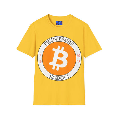 Bitcoin Decentralized Freedom LTcolors Unisex T-Shirt by cypherpunkgear