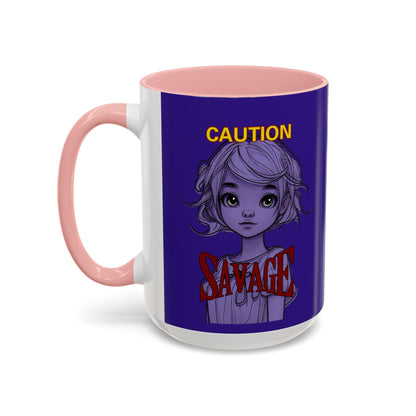 Caution, Savage Dark Purple Accent Mug by cypherpunkgear.com