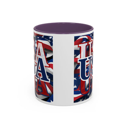 USA Blue font Center Patriot Accent Mug by cypherpunkgear.com