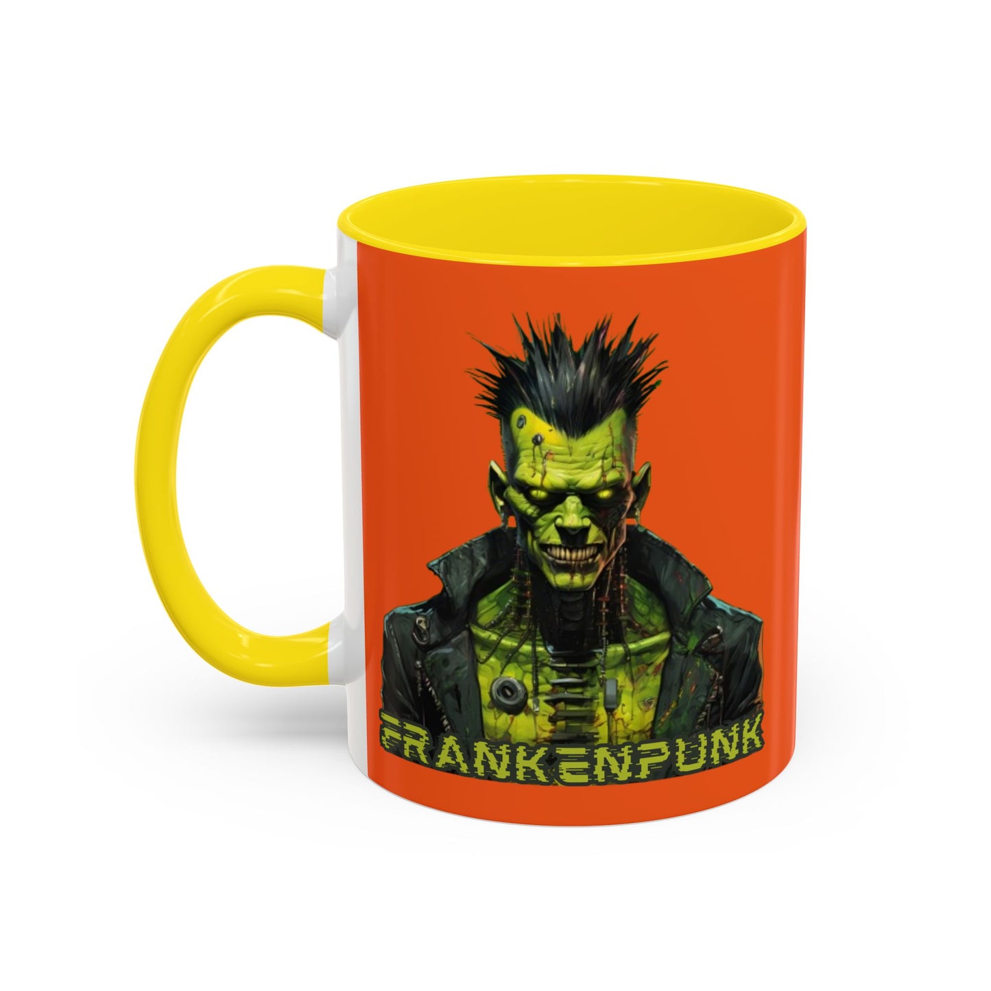 Frankenpunk Orange Accent Mug by CreepyCrafts.boo