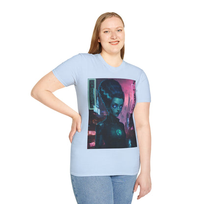 Neon Bride of Frankenstein Light colors Unisex T-Shirt by CreepyCrafts.boo
