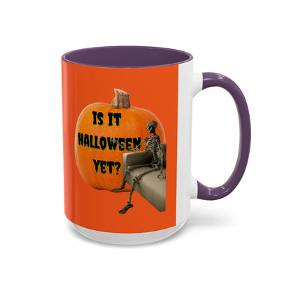 Is it Halloween yet? Skeleton's Giant Pumpkin Orange Accent Mug by CreepyCrafts.boo