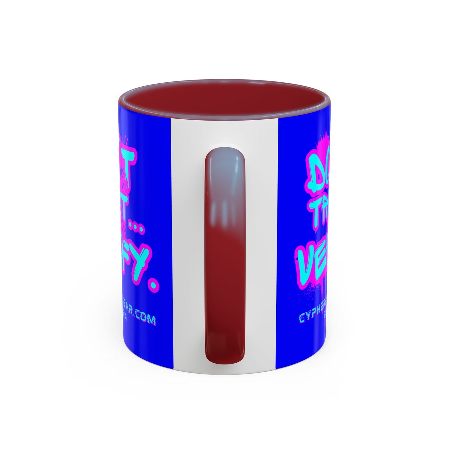Don't Trust...Verify. Dark Blue Accent Mug by cypherpunkgear.com