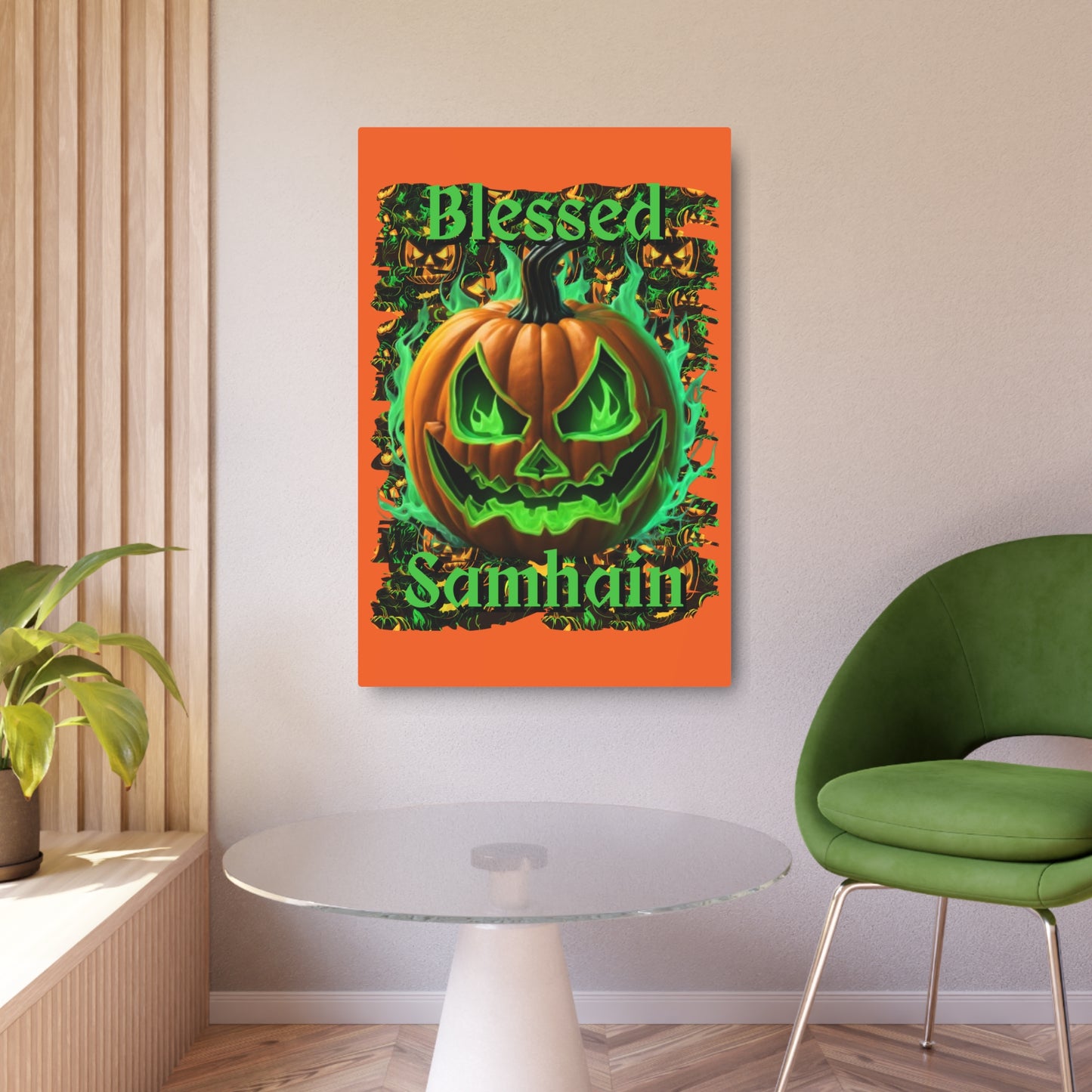 Blessed Samhain Green Jack Metal Art Sign by CreepyCrafts.boo