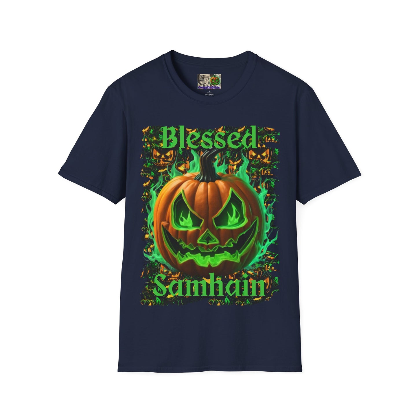 Blessed Samhain Green Jack Dark colors Unisex T-Shirt by CreepyCrafts.boo
