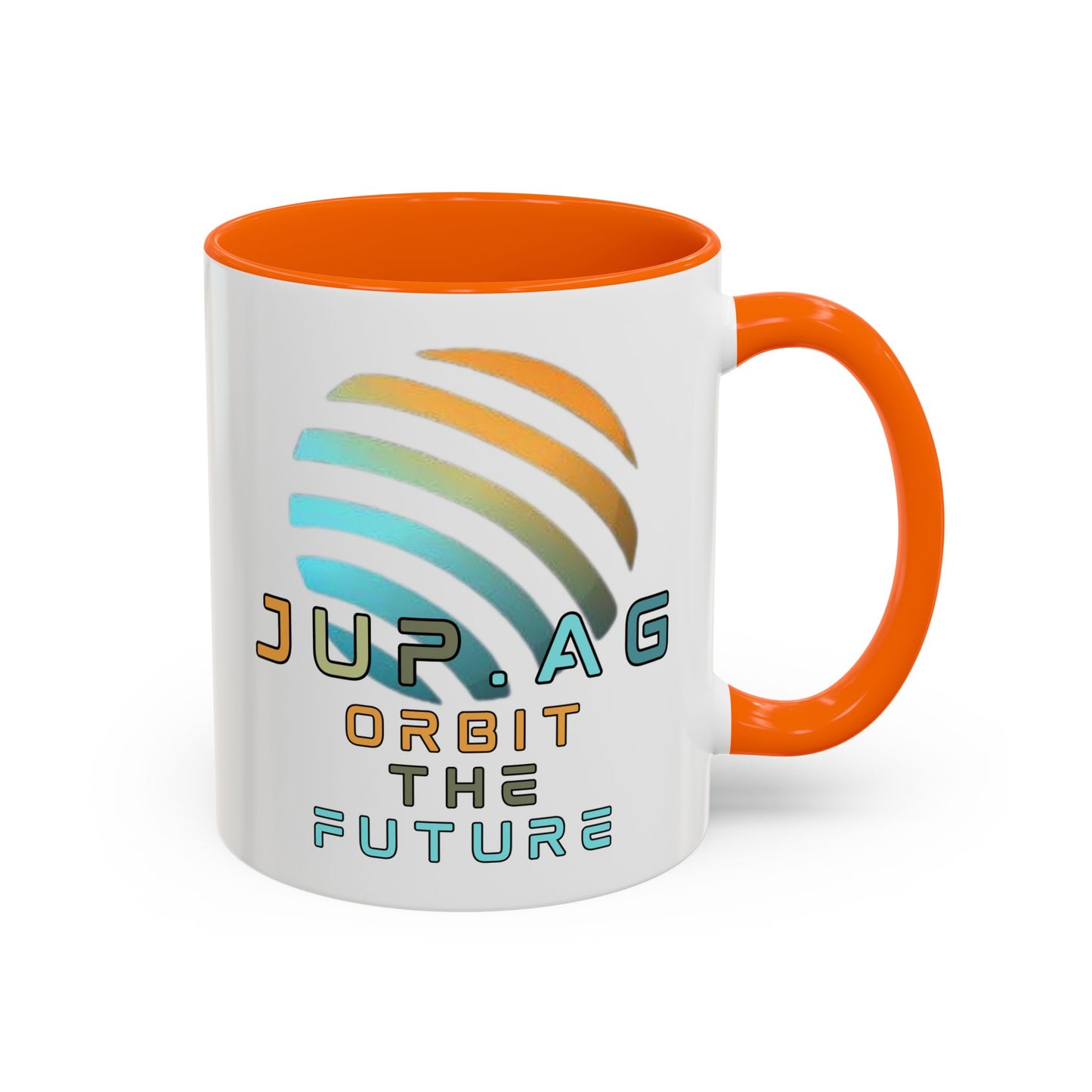 Jupiter (JUP) Orbit the Future White Accent Mug by cypherpunkgear.com