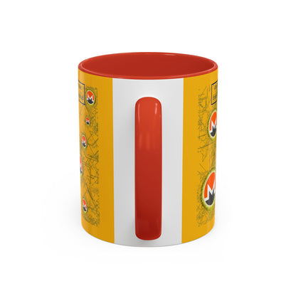 Monero (XMR) don't assume your freedoms are assured Yellow Accent Mug by cypherpunkgear.com