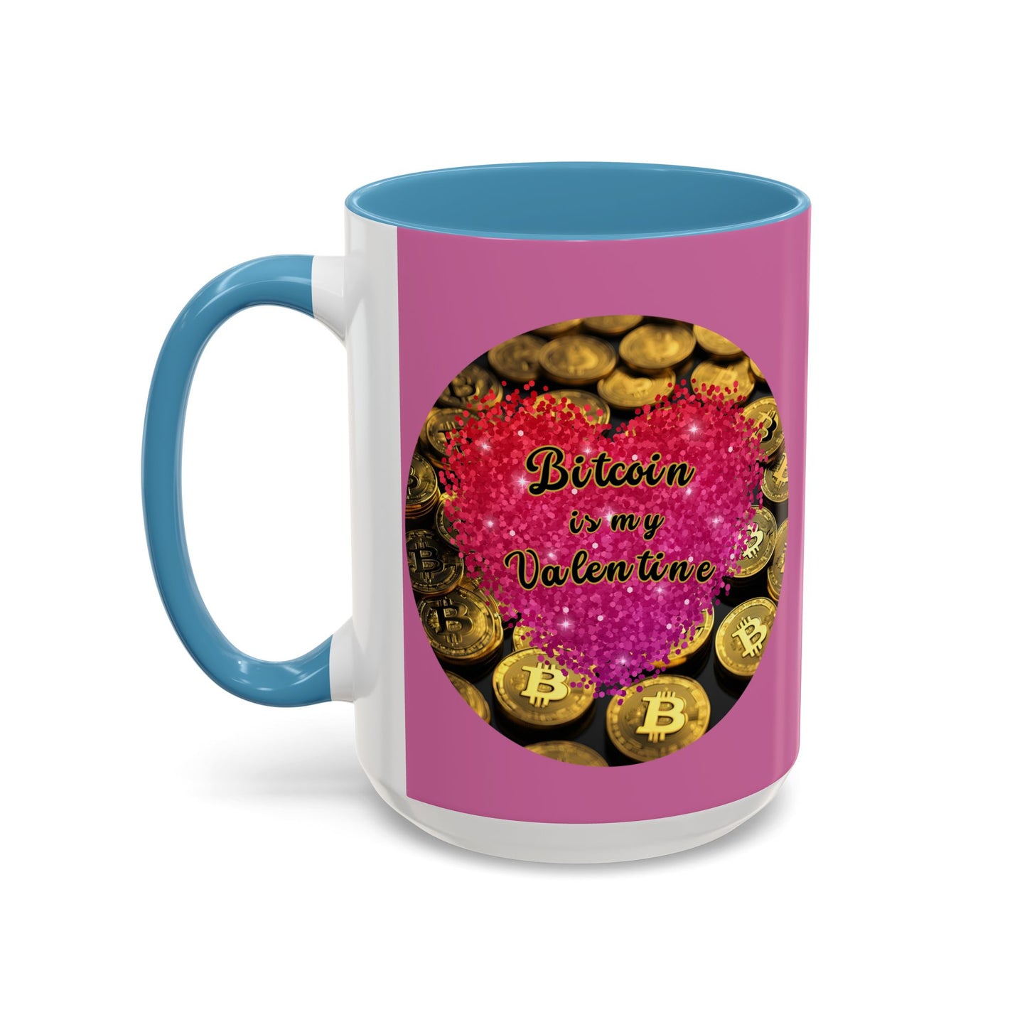Bitcoin is My Valentine Pink Accent Mug by cypherpunkgear.com