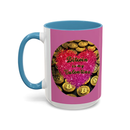 Bitcoin is My Valentine Pink Accent Mug by cypherpunkgear.com