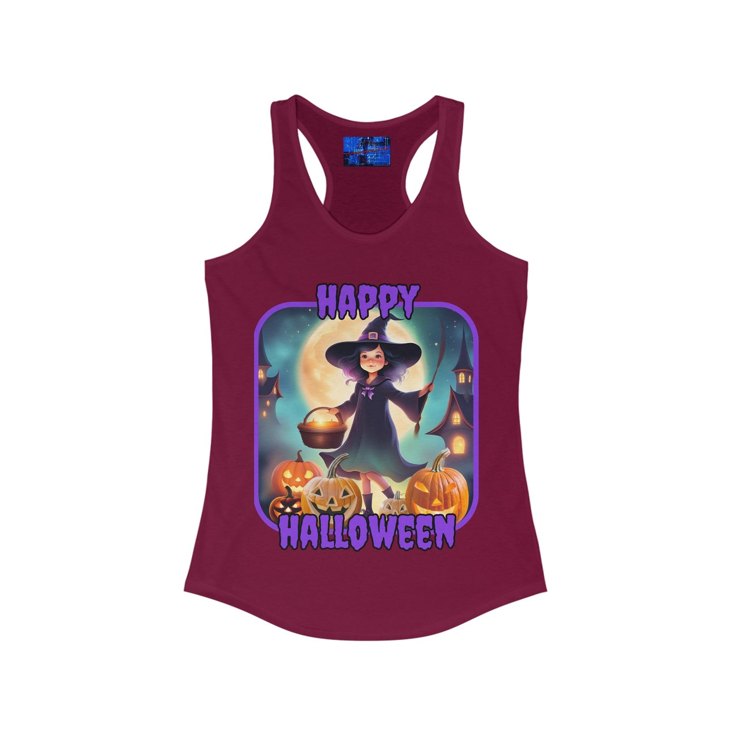 Happy Halloween Little Witch PRfont Women's Racerback Tank Top by cypherpunkgear