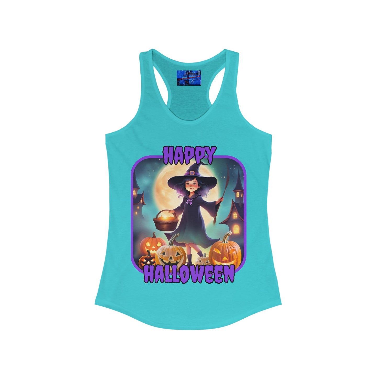 Happy Halloween Little Witch PRfont Women's Racerback Tank Top by cypherpunkgear