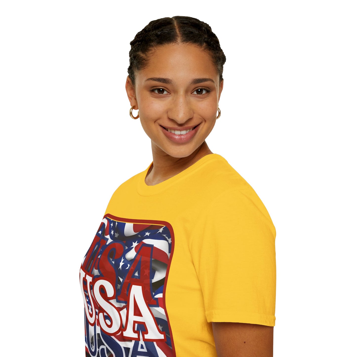 ¡EE.UU! ¡EE.UU! ¡EE.UU! ¡Patriota por cypherpunkgear! Camiseta unisex de estilo suave