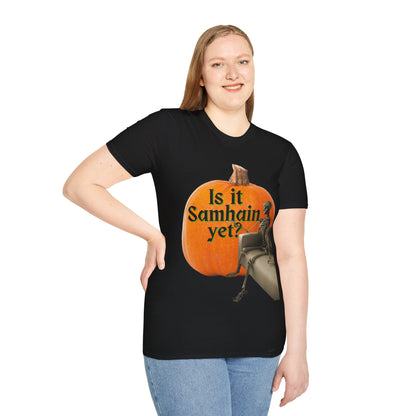 Is It Samhain Yet? Skeleton's Giant Pumpkin Dark colors Unisex T-Shirt by CreepyCrafts.boo