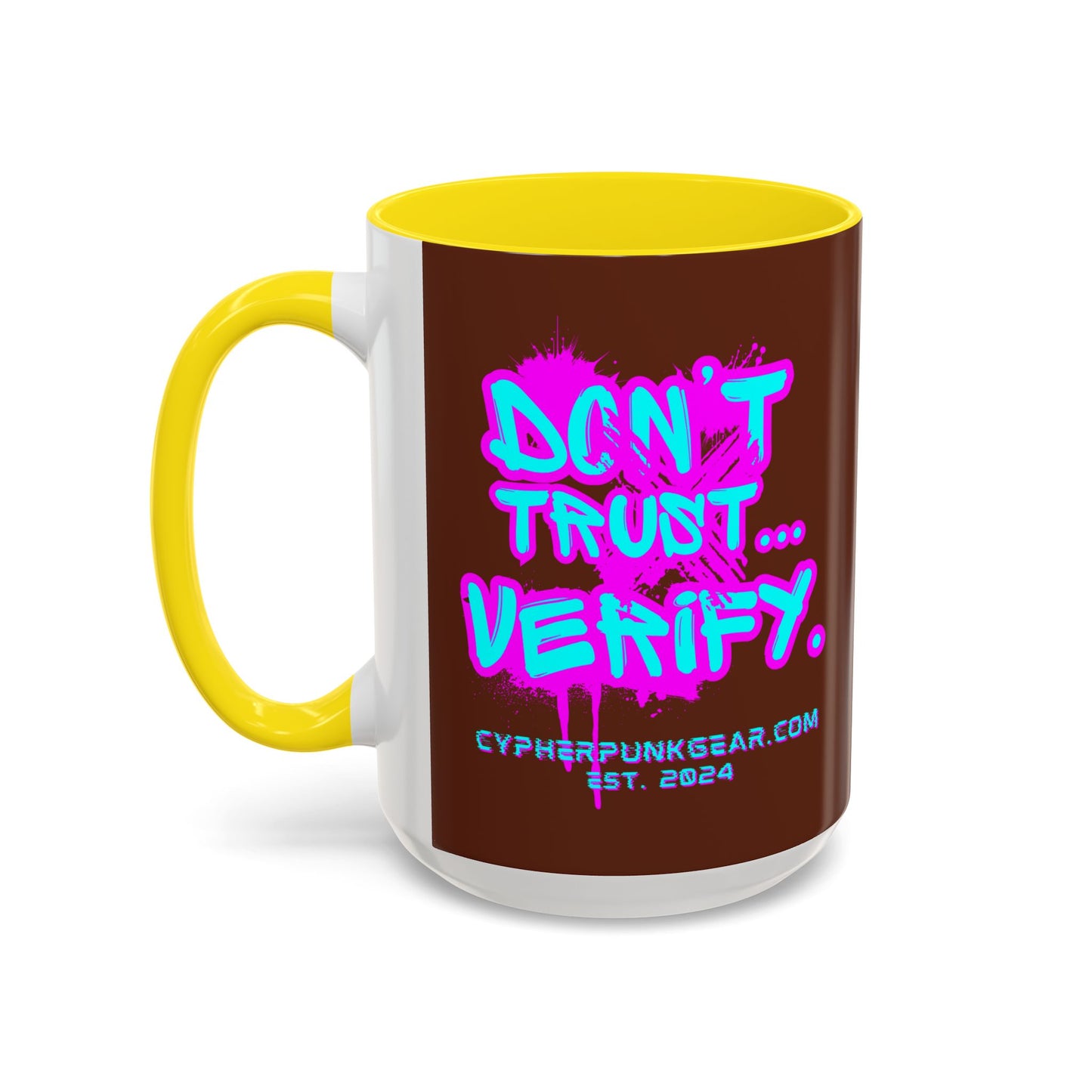 Don't Trust...Verify. Brown Accent Mug by cypherpunkgear.com