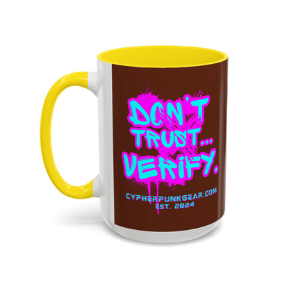 Don't Trust...Verify. Brown Accent Mug by cypherpunkgear.com