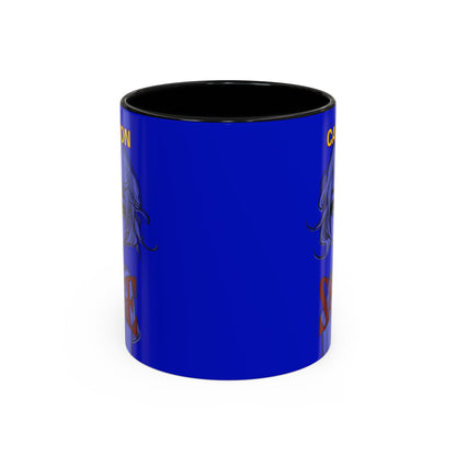 Caution, Savage Dark Blue Accent Mug by cypherpunkgear.com
