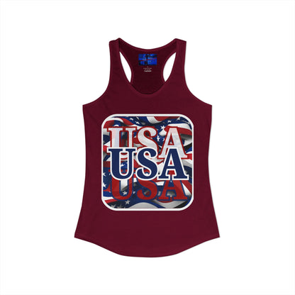 Red White and BLUE USA Patriot Women's Racerback Tank Top by cypherpunkgear.com