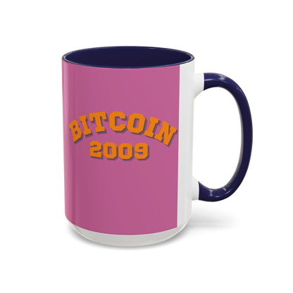 Bitcoin 2009 Pink Accent Mug by cypherpunkgear.com