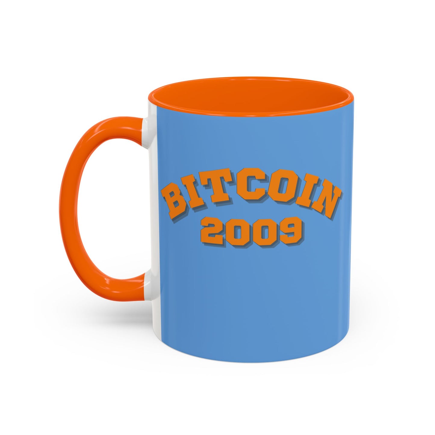 Bitcoin 2009 Light Blue Accent Mug by cypherpunkgear.com