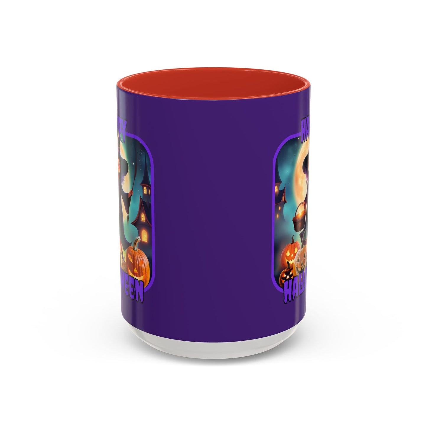 Happy Halloween Little Witch Purple font Purple Accent Mug by CreepyCrafts.boo