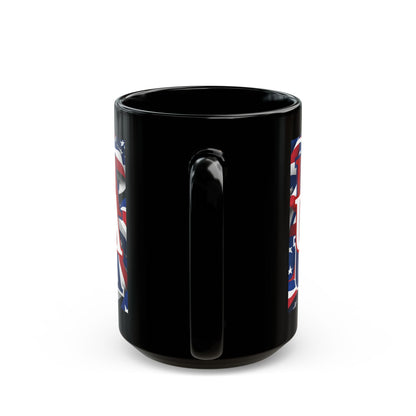 USA White font Center Patriot Black Mug by cypherpunkgear.com