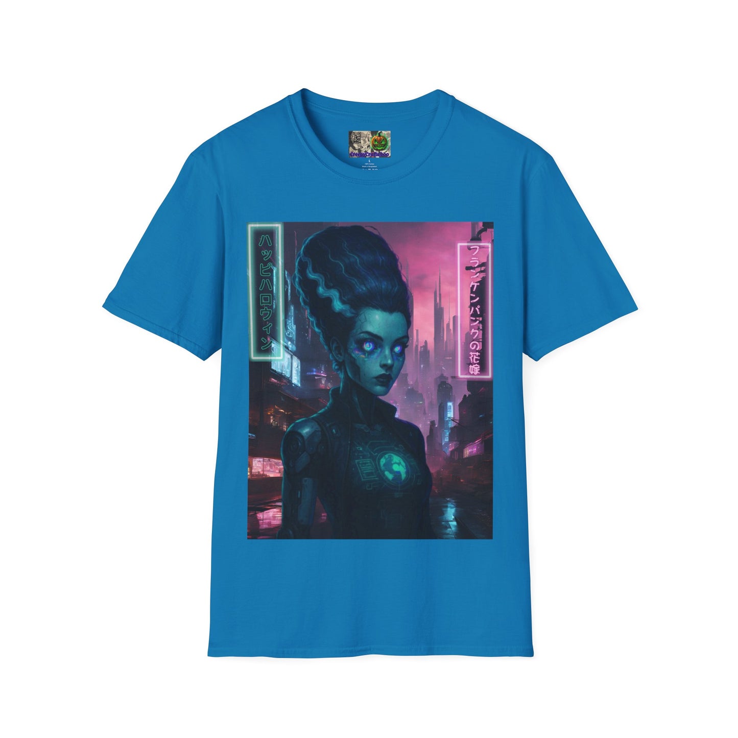 Neon Bride of Frankenstein Dark colors Unisex T-Shirt by CreepyCrafts.boo