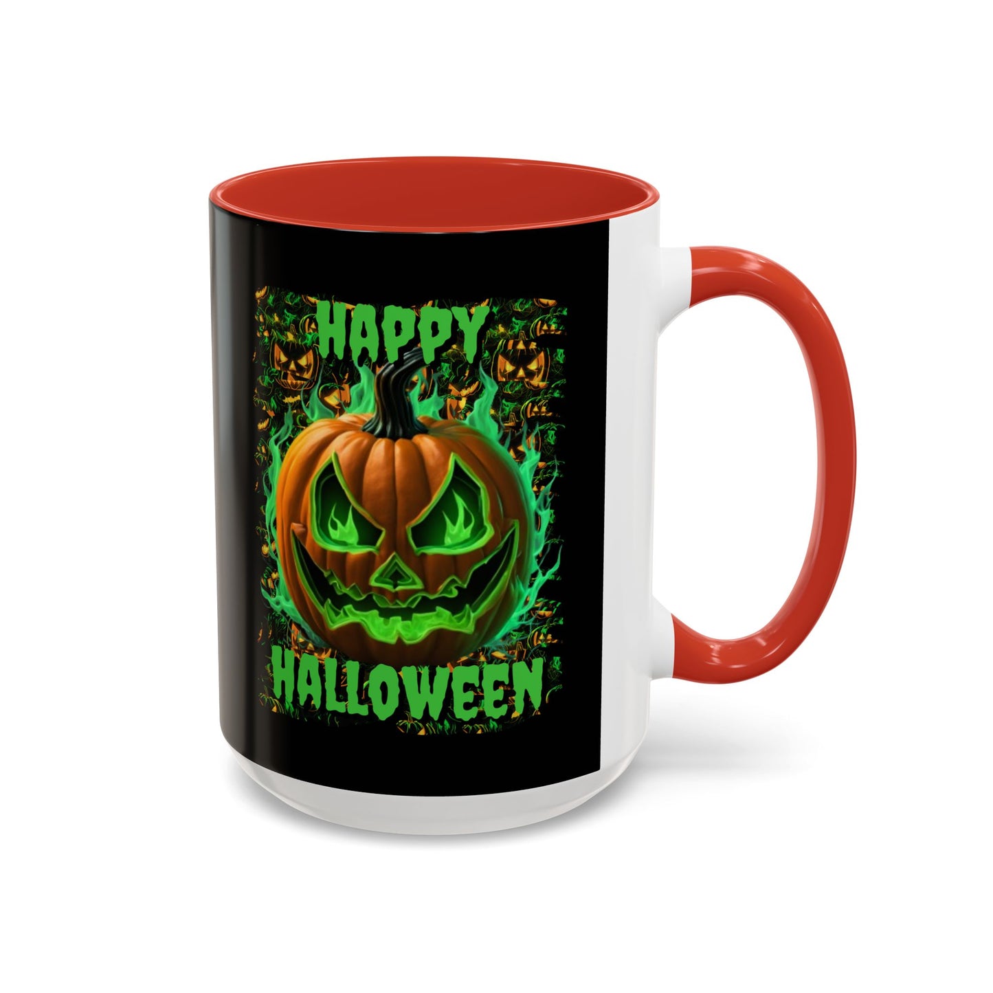 Happy Halloween Green Jack Black Accent Mug by CreepyCrafts.boo