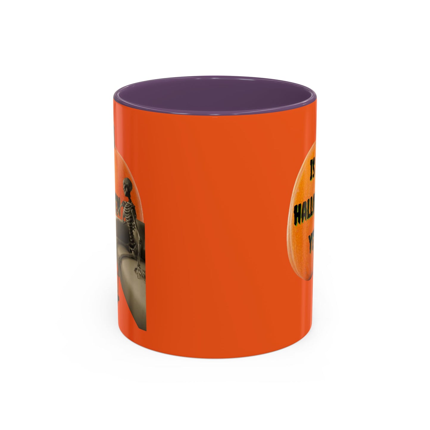 Is it Halloween yet? Skeleton's Giant Pumpkin Orange Accent Mug by CreepyCrafts.boo