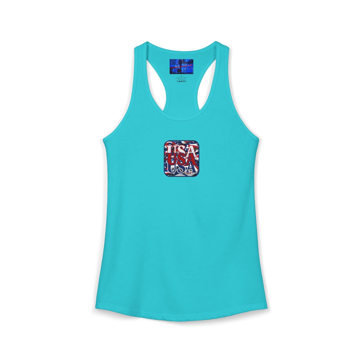 2-sided RED White and Blue USA Patriot Women's Racerback Tank Top by cypherpunkgear.com